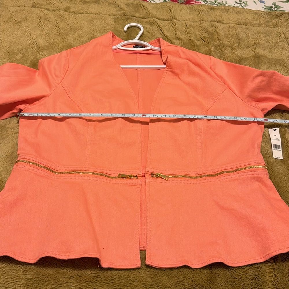 NWT New Directions Peach Open Front Size 2X Jacket With Gold Hardware No Pockets - Picture 5 of 10